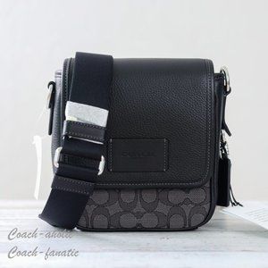 NWT Coach CO915 Lucas Crossbody In Signature Jacquard Charcoal/Black